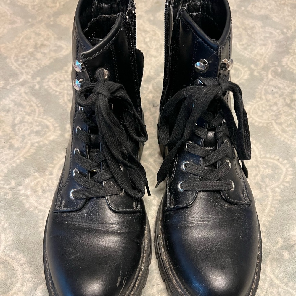 Black Lace-Up Ankle Boots